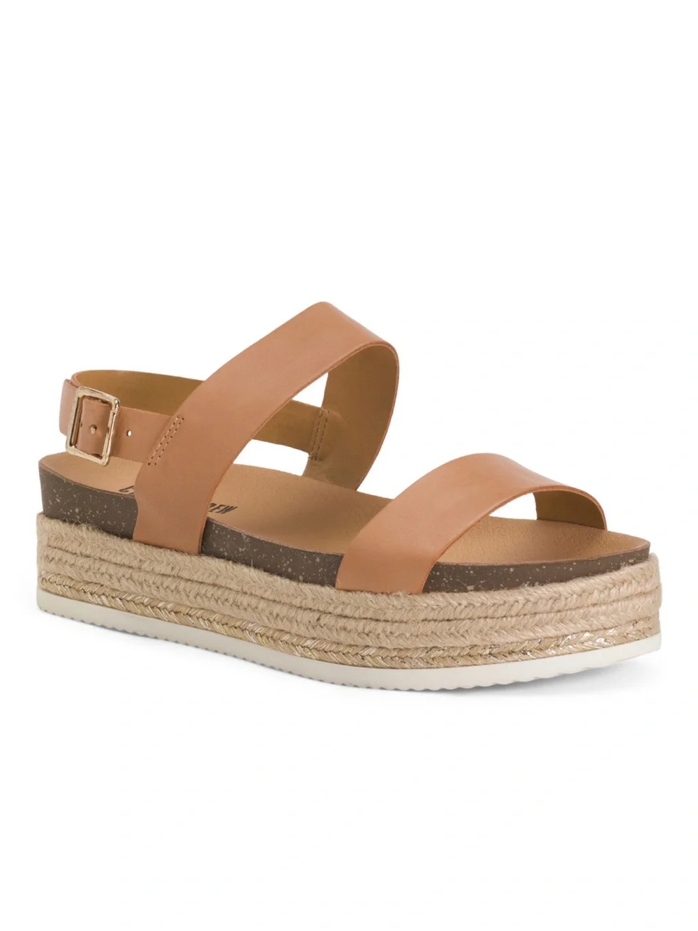 NWT Chelsea Crew Women's Tan Genuine Leather Espadrille Platform Sandal, US 8